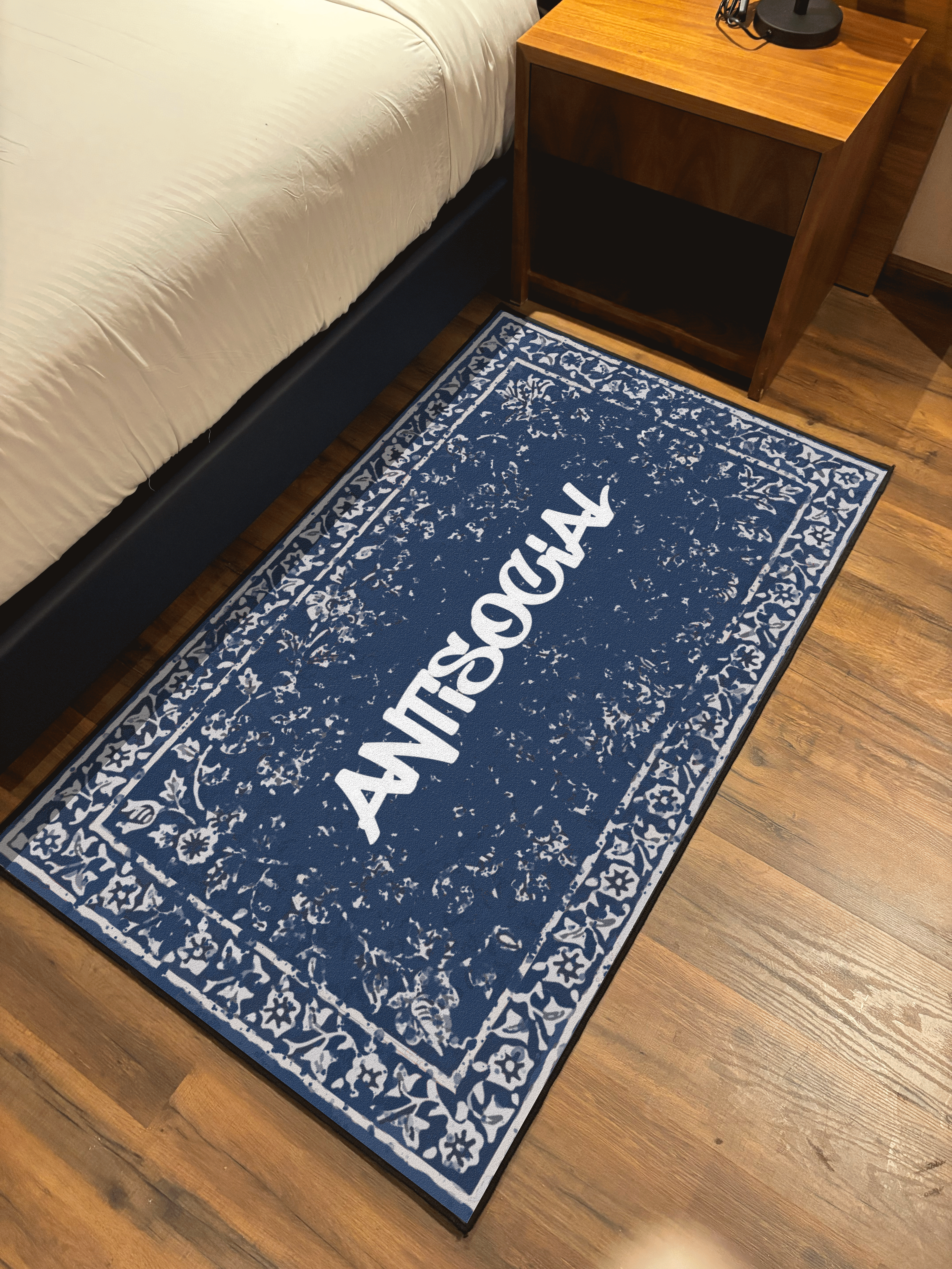 Anti Social Traditional design Washable Rug