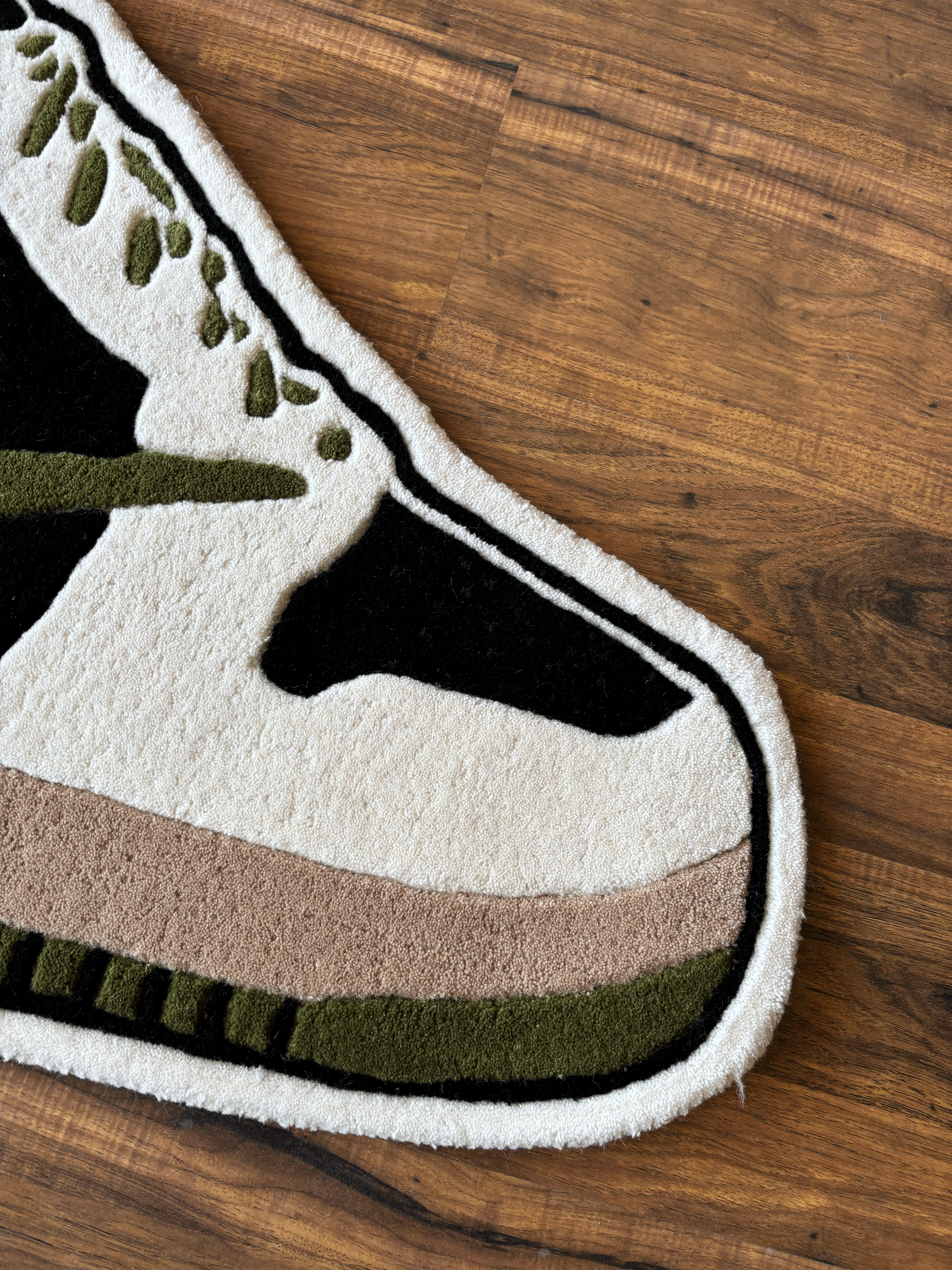 Olive Green Sneaker Hand Tufted Rug