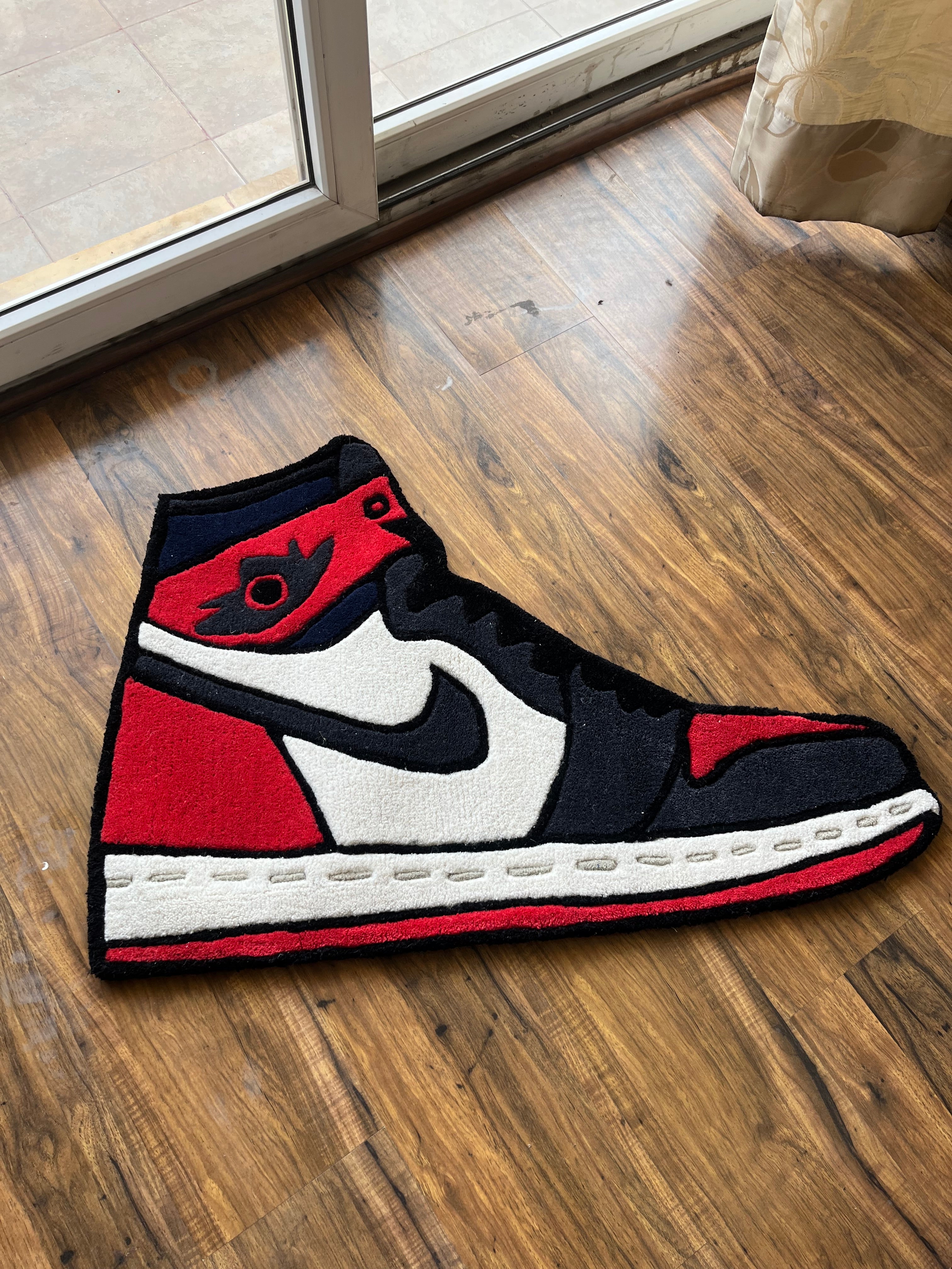 Jordan 1 Retro High OG 'Bred Toe' Hand Tufted Rug by The Drip Co.