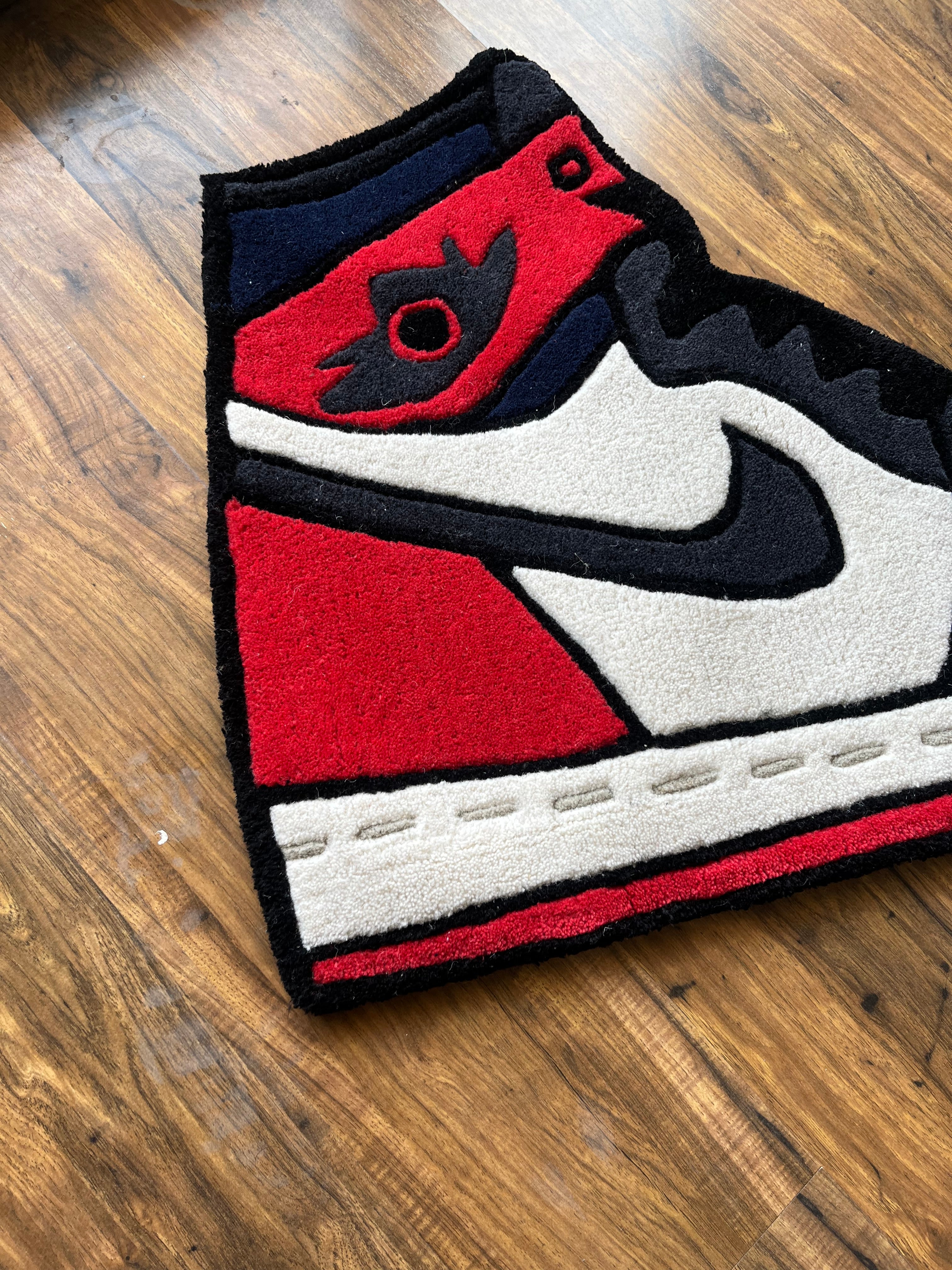 Jordan 1 Retro High OG 'Bred Toe' Hand Tufted Rug by The Drip Co.