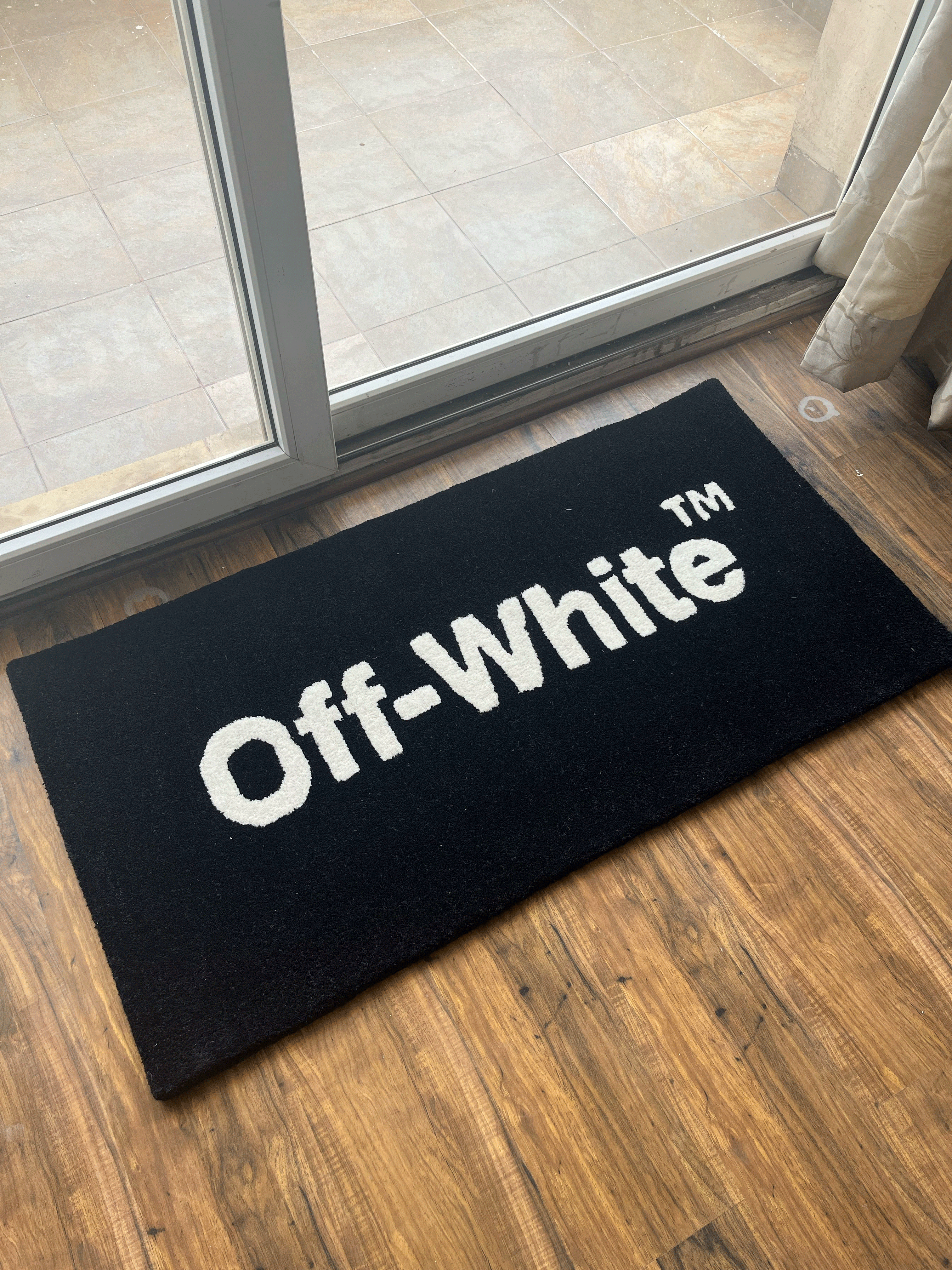 Off White Black Rug