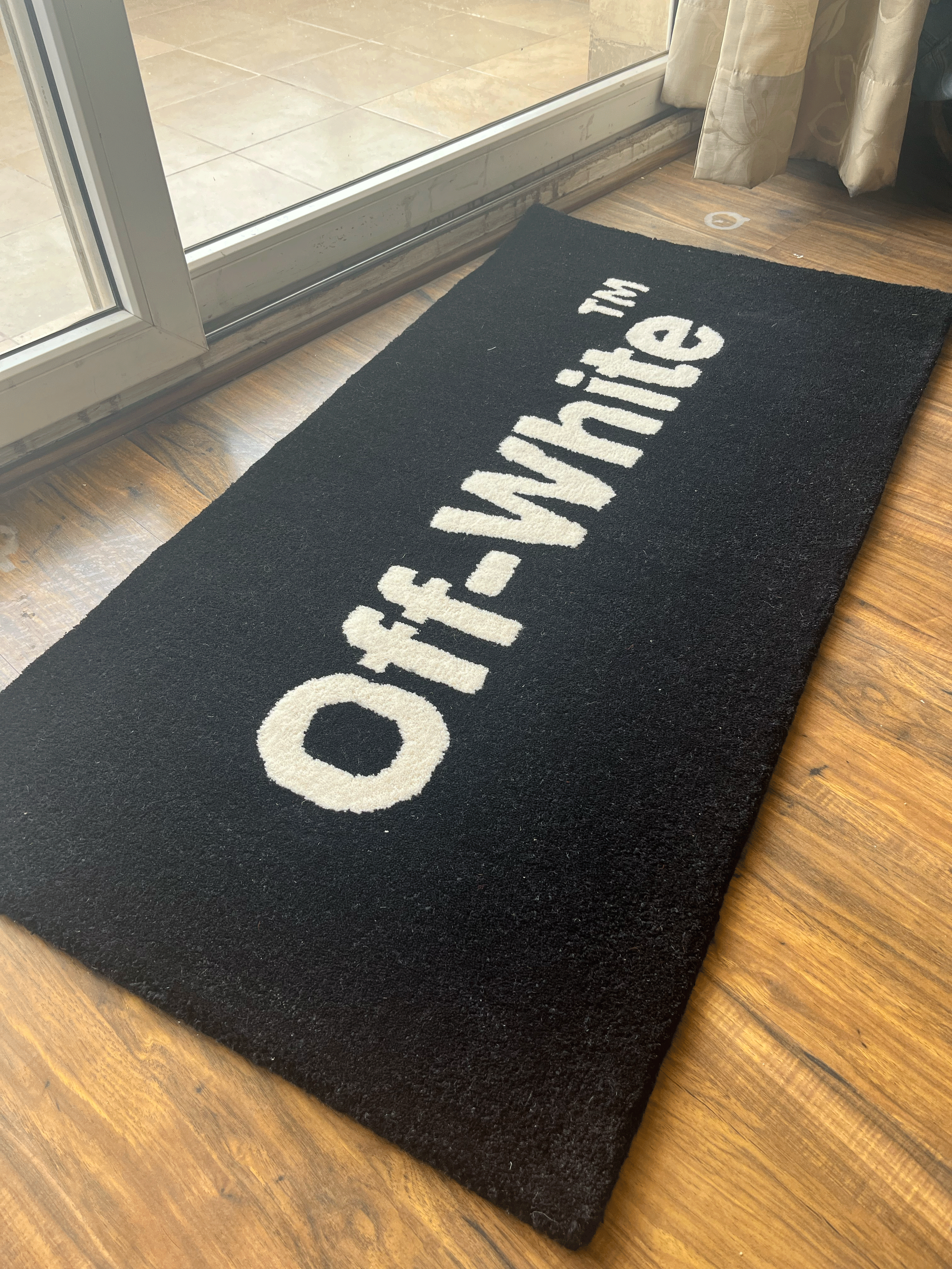 Off White Black Rug